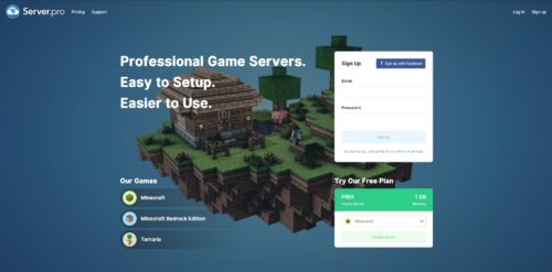 Server.proのトップページのスクリーンショット